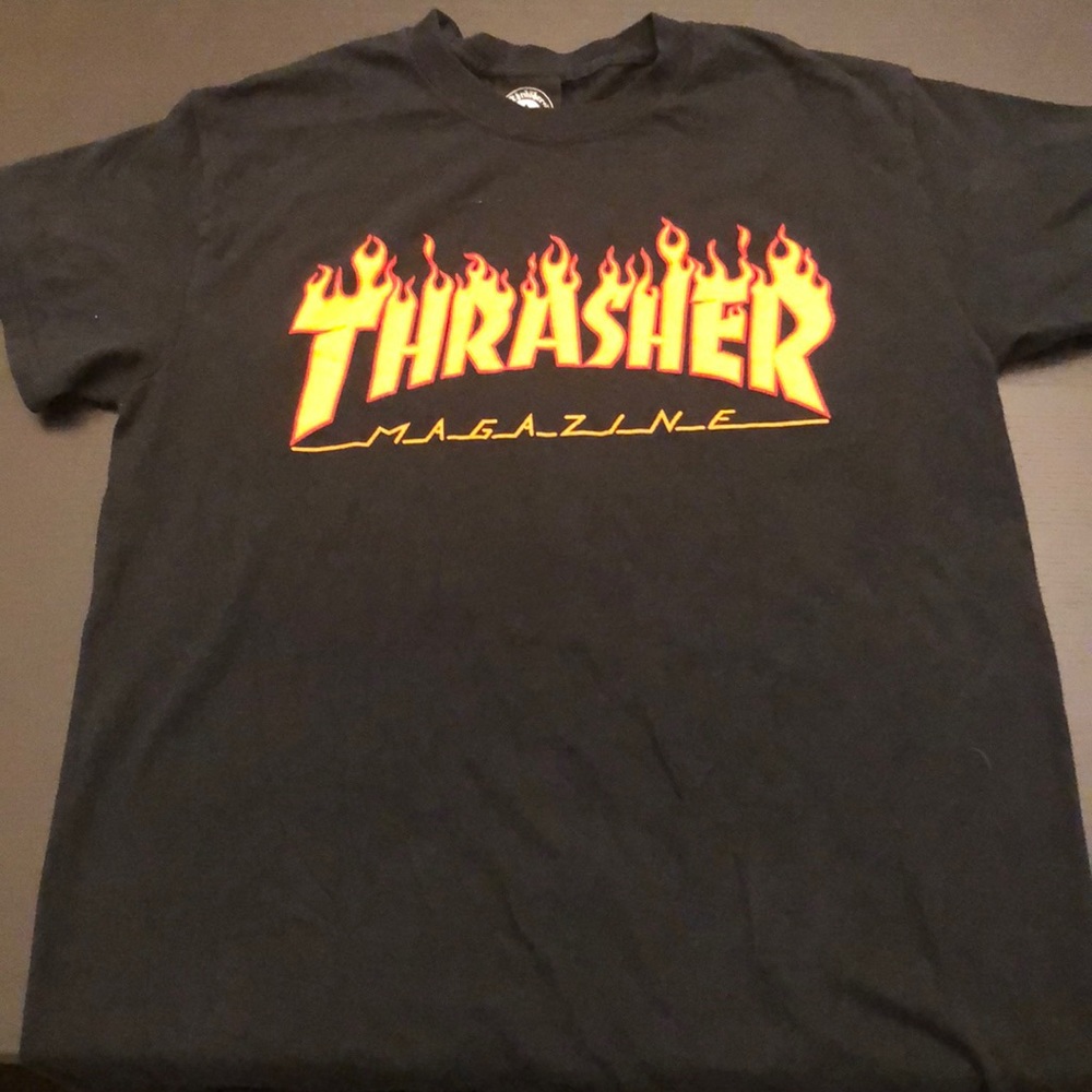 Thrasher T-shirt Yellow Orange Flame Logo